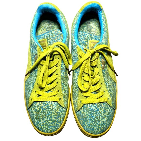 Puma x Solange Suede Classic Lines Yellow Sulphur Spring Blue Low Top Sneakers 9 - Picture 4 of 9
